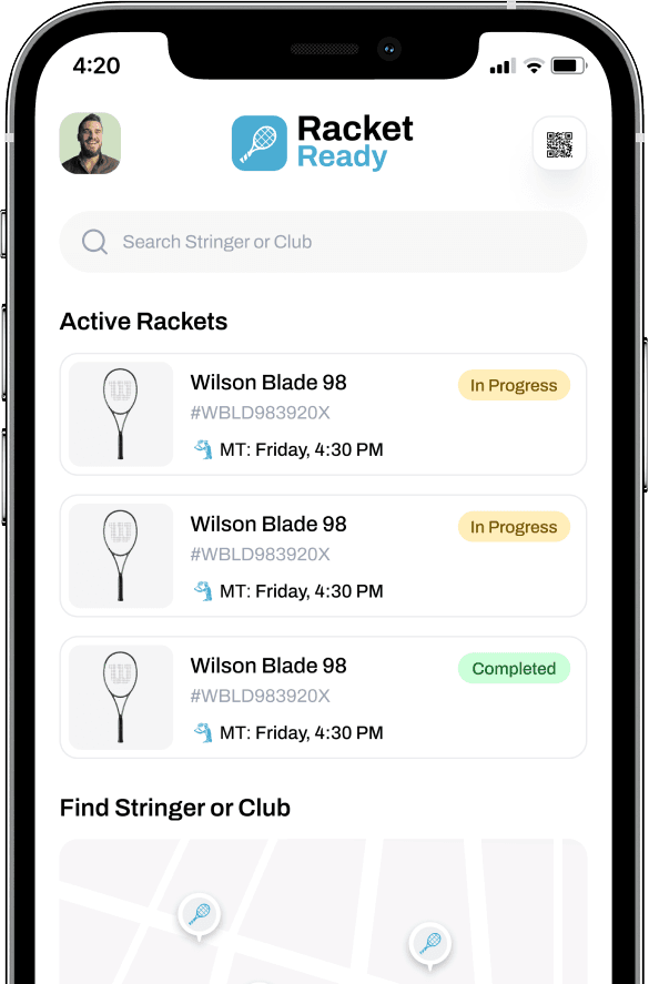 Players feature — racket library with QR profile